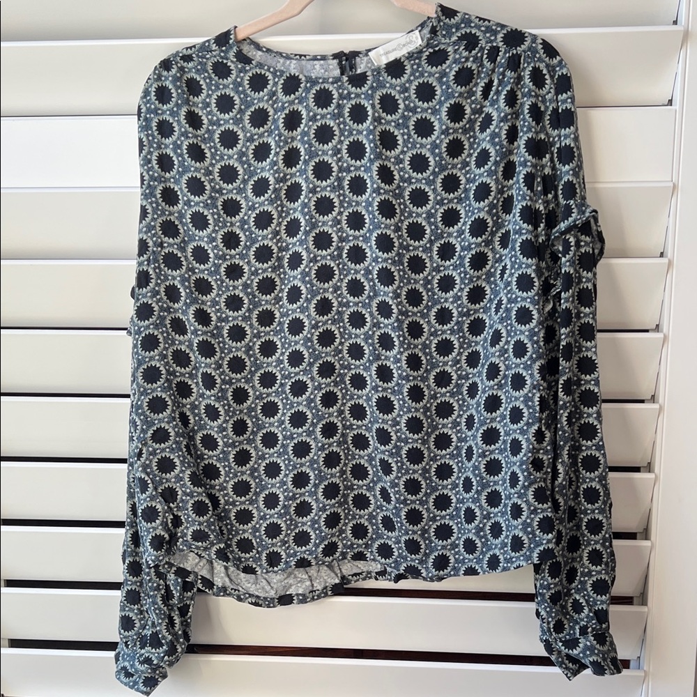 Treasure & Bond Navy and White Patterned Blouse